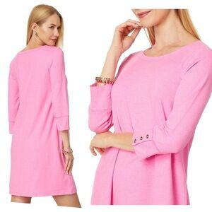 Lilly Pulitzer L UPF 50+ Solia Dress Heathered Soleil Pink Islands Shift Mini